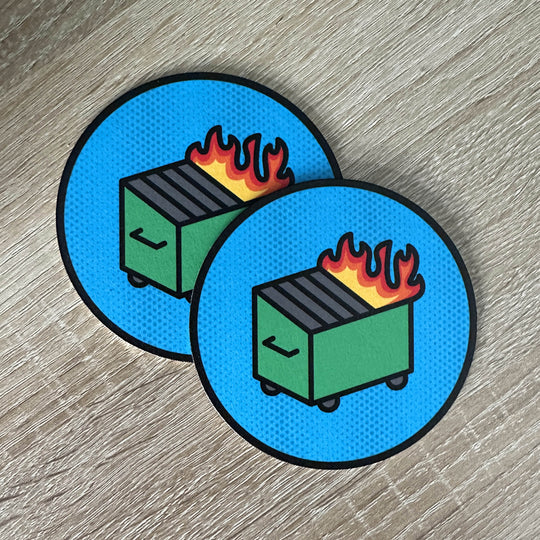 Two dumpster fire coasters