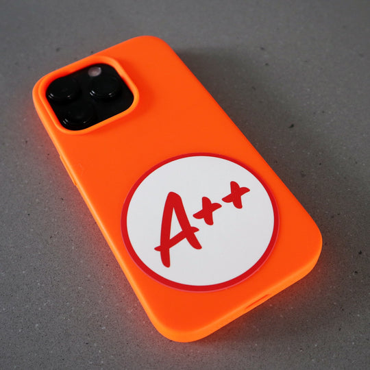 A++ sticker on a phone case