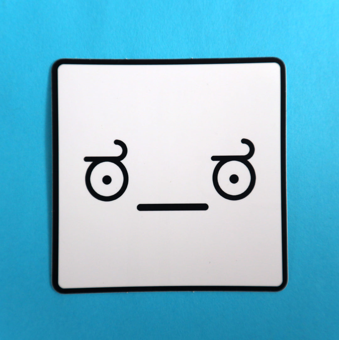 Look of disapproval sticker on a blue background