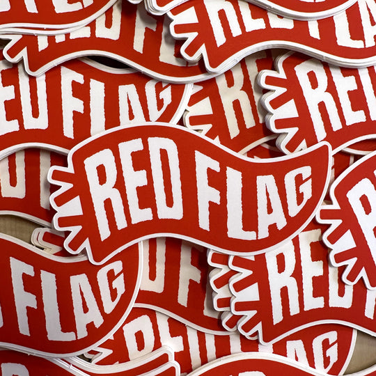 Red flag sticker messily spread out